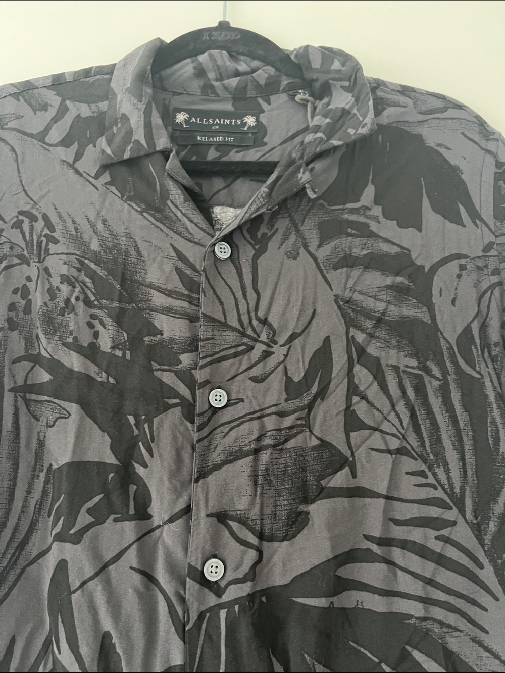 All Saints Men's Black Tropical-Print Short-Sleeve Button-Down Shirt - Picture 5 of 8